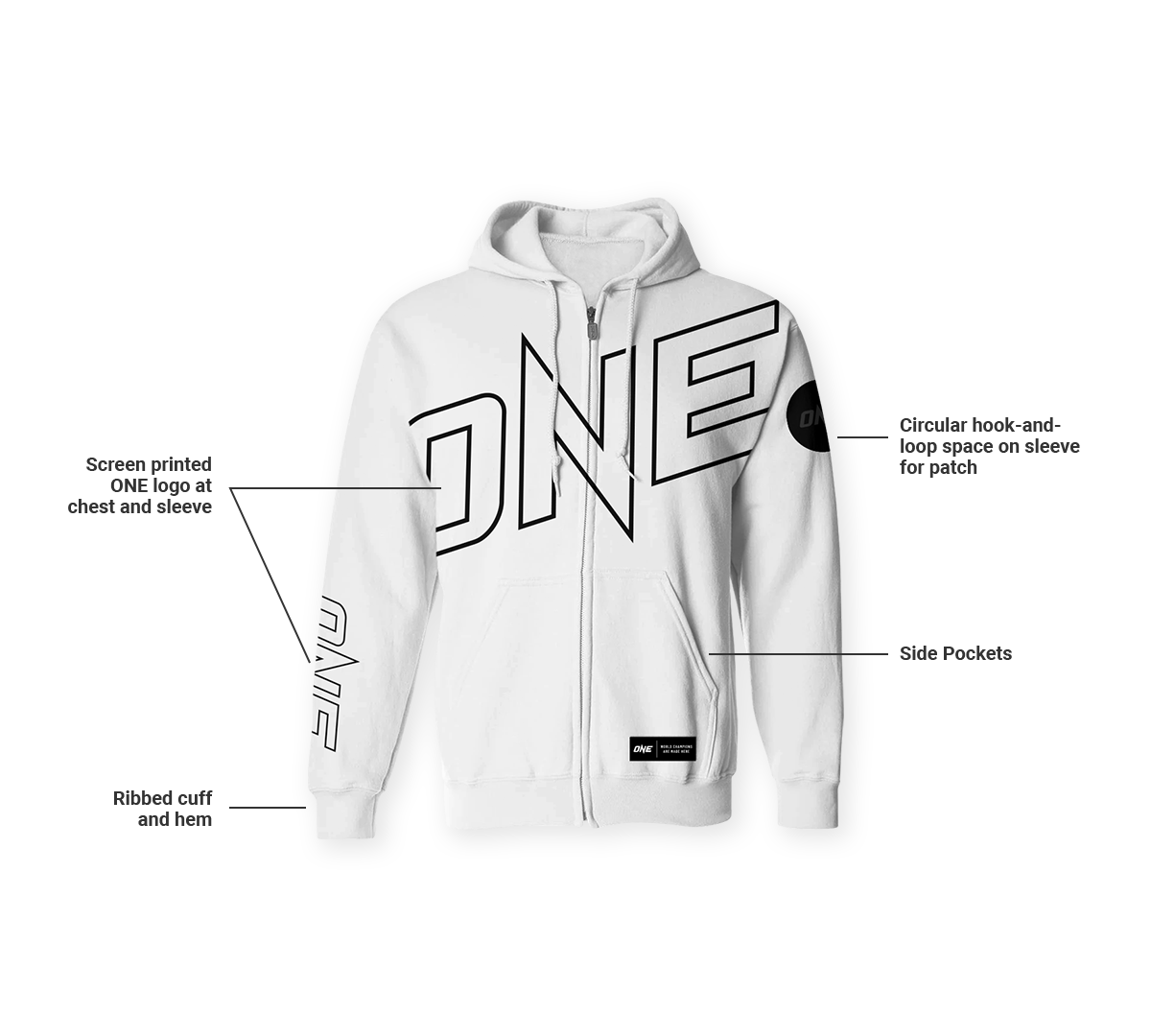 ONE Walkout Zip Hoodie (White) - ONE.SHOP | The Official Online Shop of ONE Championship