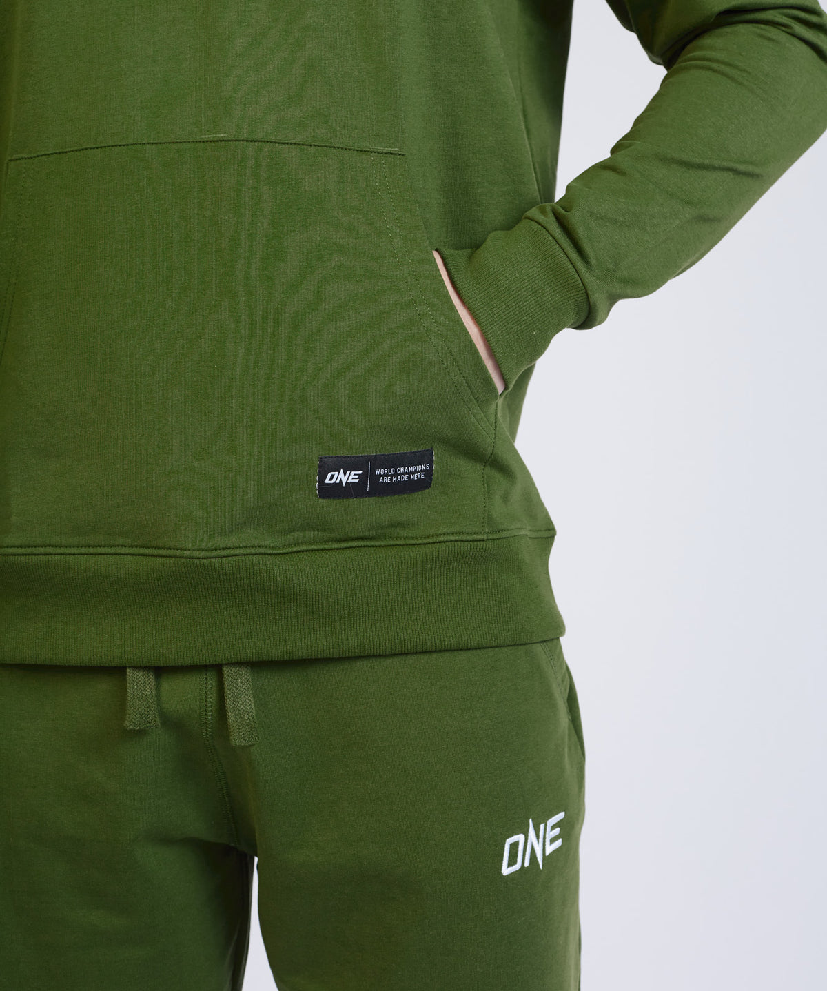 ONE Signature Logo Pullover Hoodie (Khaki Green)