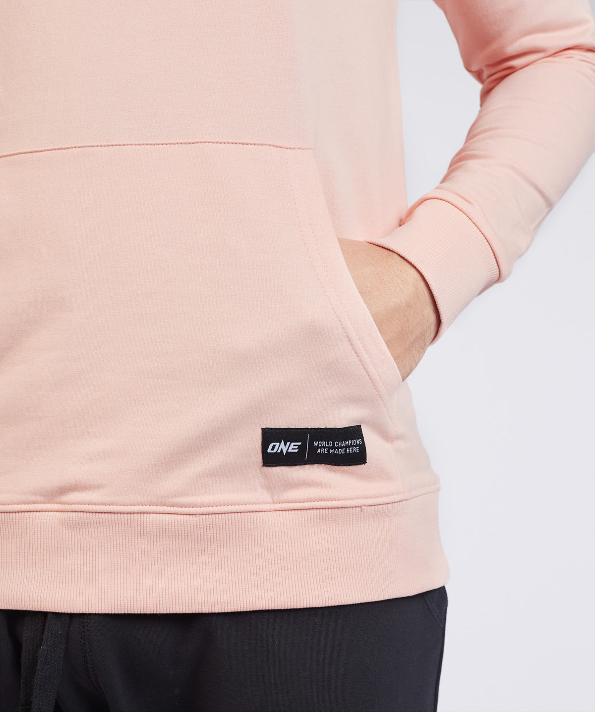 ONE Signature Logo Pullover Hoodie (Peach Pink) - ONE.SHOP | The Official Online Shop of ONE Championship