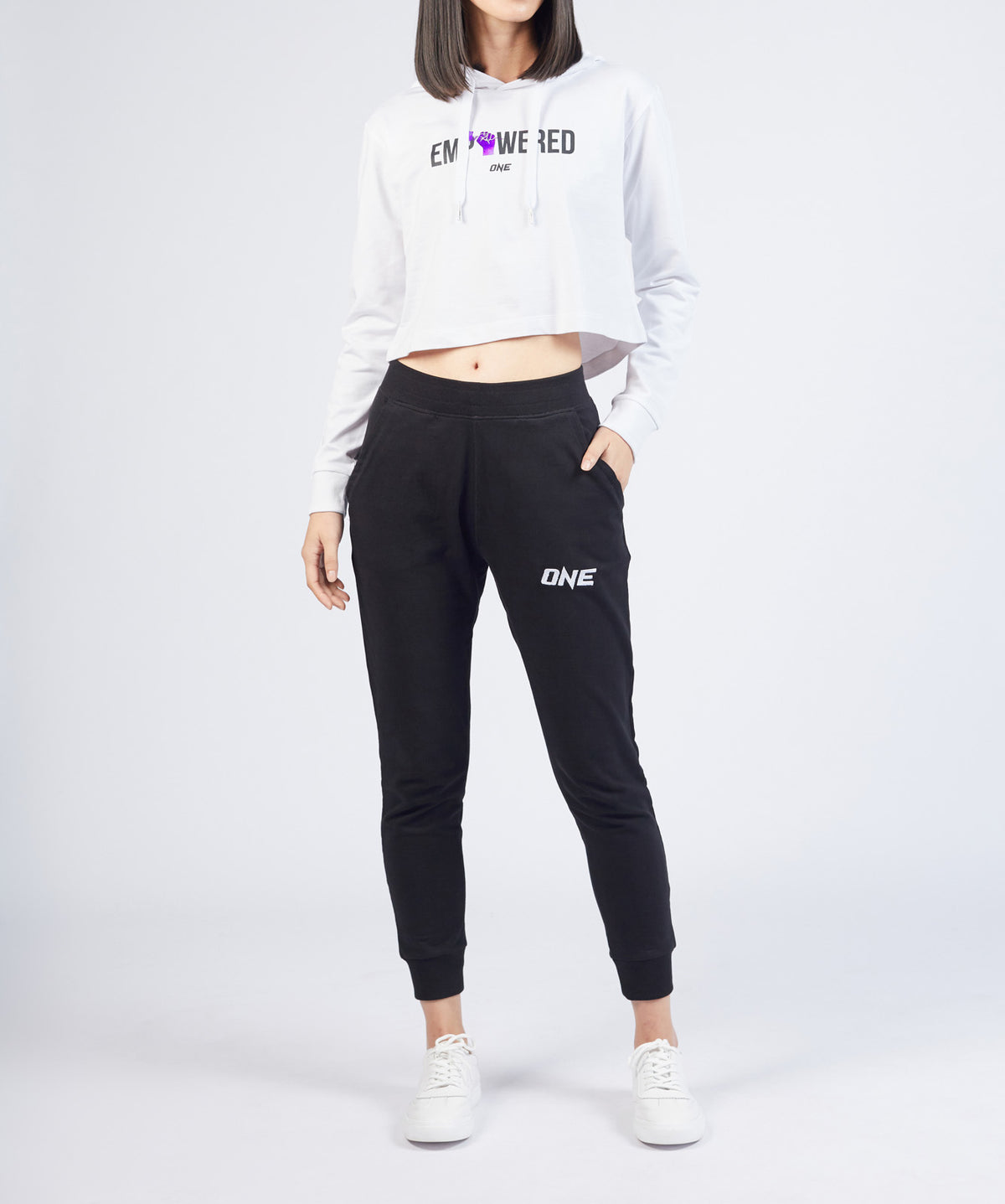 Empowered Crop Hoodie (White)