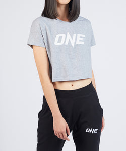 ONE Heather Gray Logo Crop Tee - ONE.SHOP | The Official Online Shop of ONE Championship