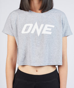 ONE Heather Gray Logo Crop Tee - ONE.SHOP | The Official Online Shop of ONE Championship