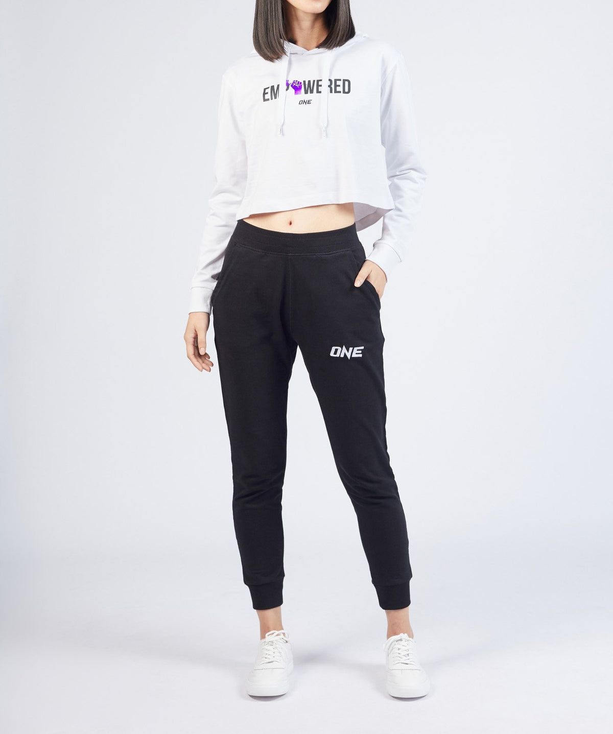 Empowered Crop Hoodie (White)
